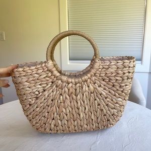 Hand woven straw bag